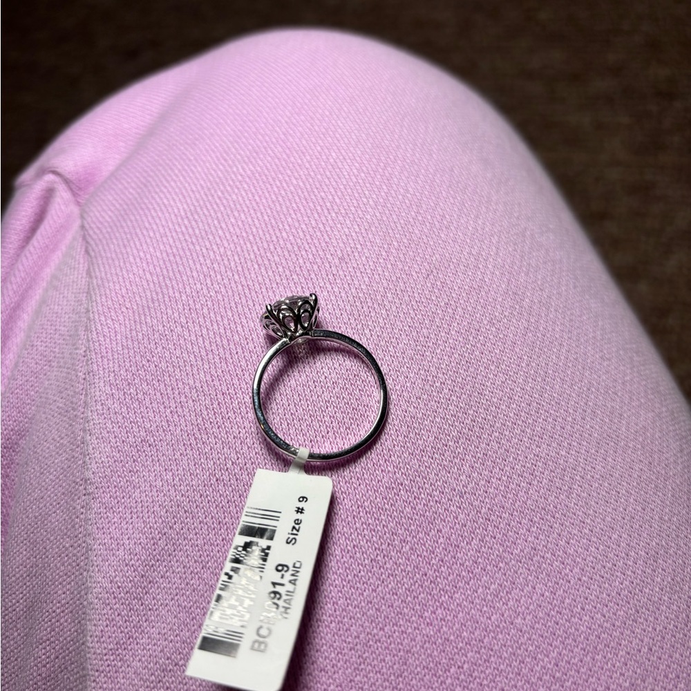 Classic Solitaire Round Cut Silver Engagement Rin… - image 3